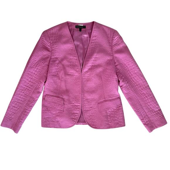 Lafayette 148 New York Textured Croc Blazer Jacket Cotton Silk Size 8 Pink - Picture 1 of 11